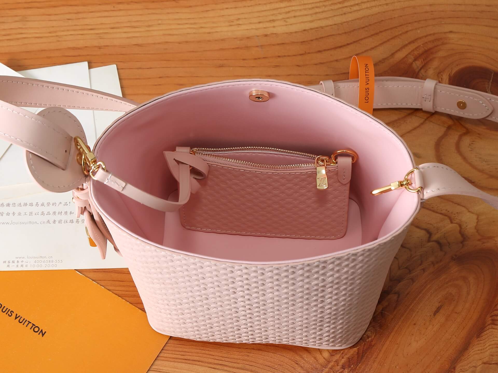 Louis Vuitton Monogram Empreinte Bella Bucket Bag with Pouch – Light Pink - Image 9