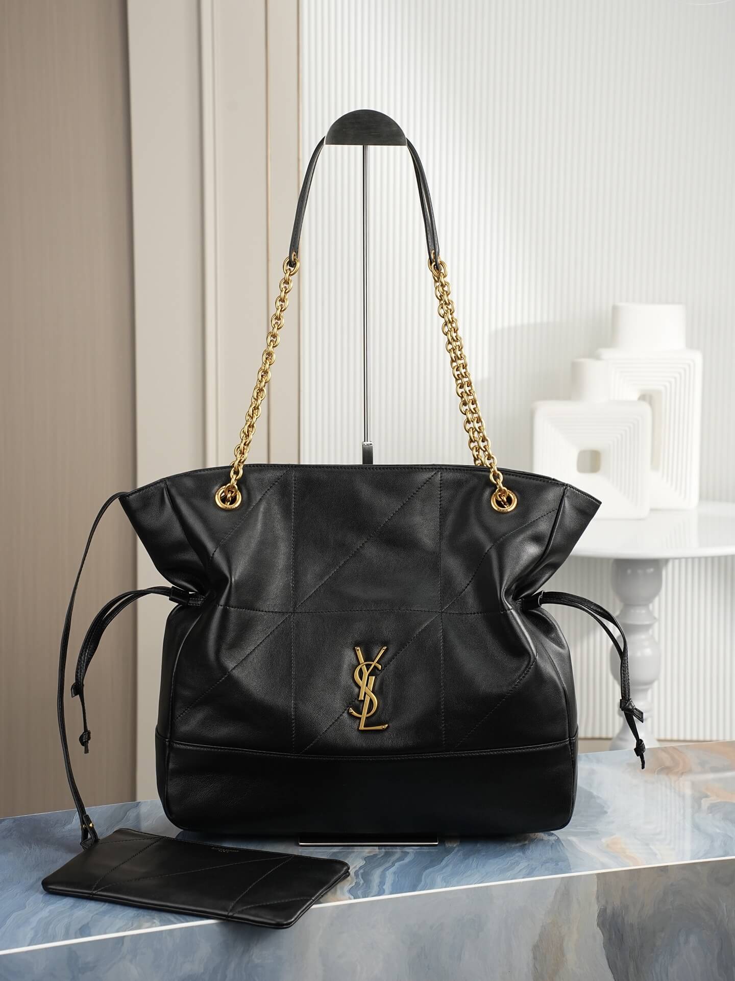 Saint Laurent Jamie 4.3 Shopping Tote Bag in Black Quilted Nappa Lambskin