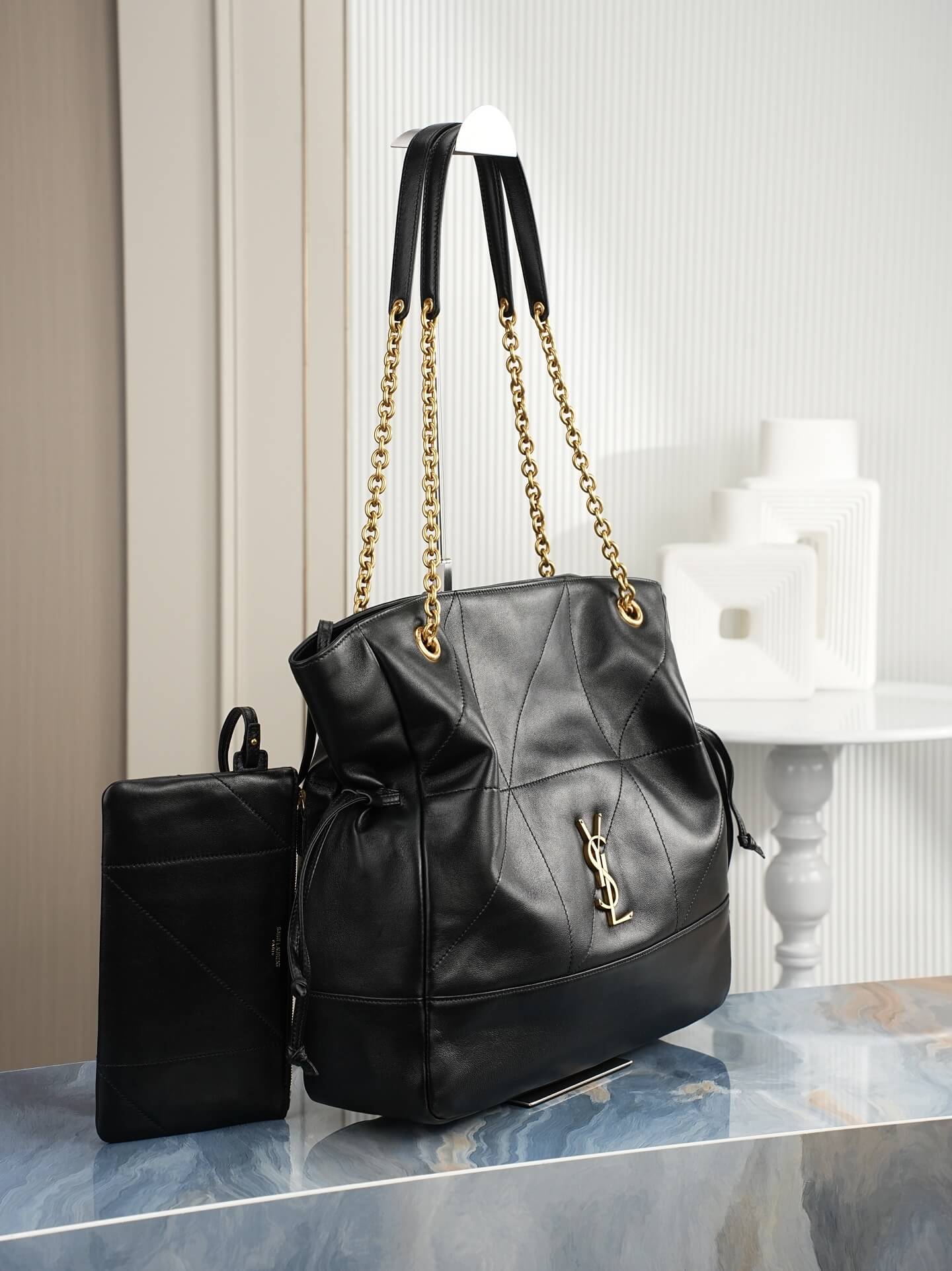 Saint Laurent Jamie 4.3 Shopping Tote Bag in Black Quilted Nappa Lambskin - Image 3