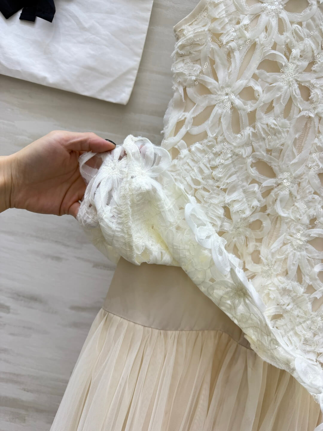 Dior Sleeveless Floral Guipure Lace and Tulle Midi Dress - Image 8