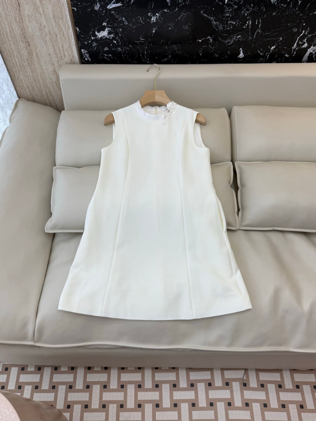 Dior Sleeveless Mock-Neck A-Line Mini Shift Dress with Side Pockets - Image 4
