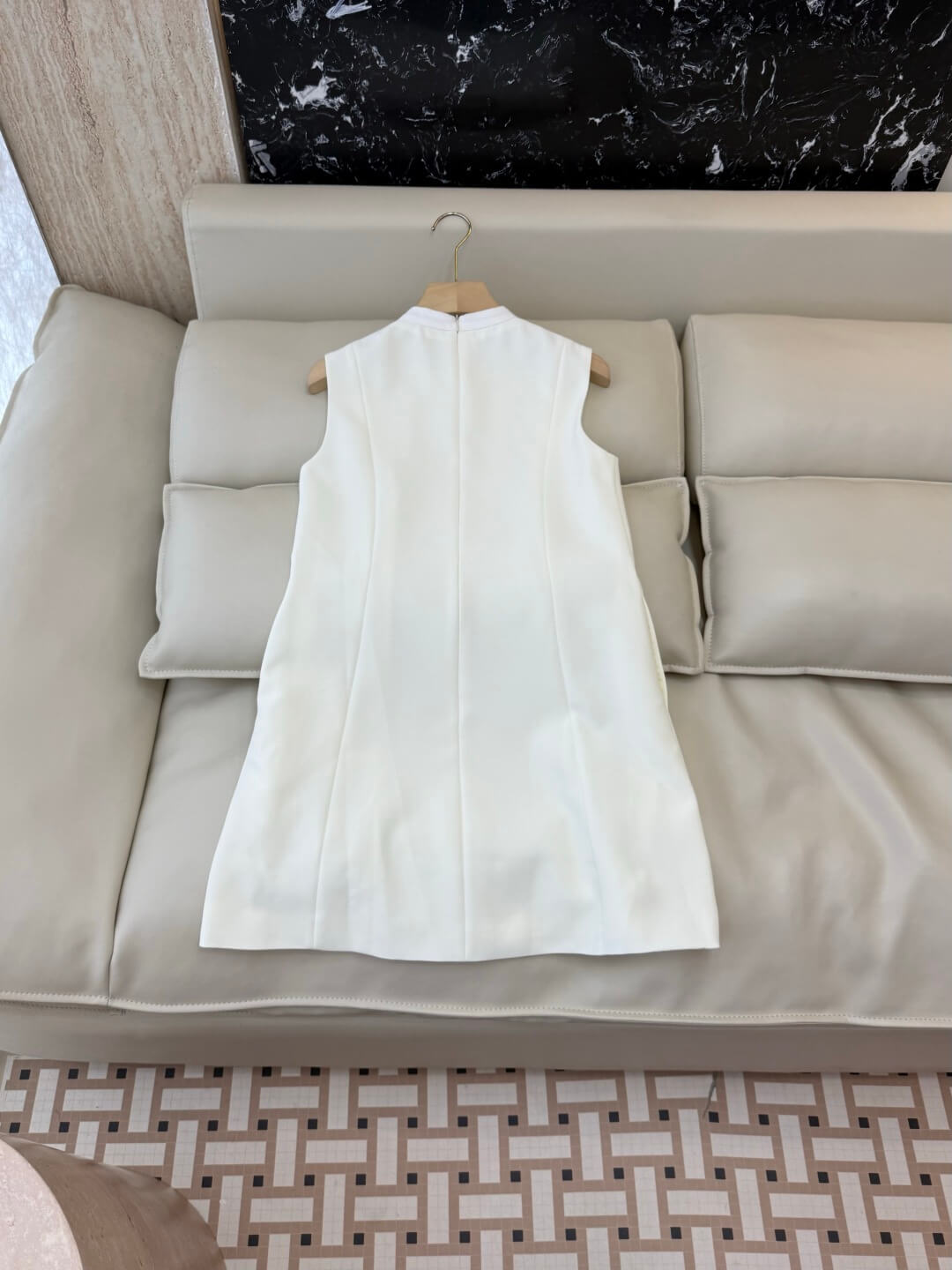 Dior Sleeveless Mock-Neck A-Line Mini Shift Dress with Side Pockets - Image 5