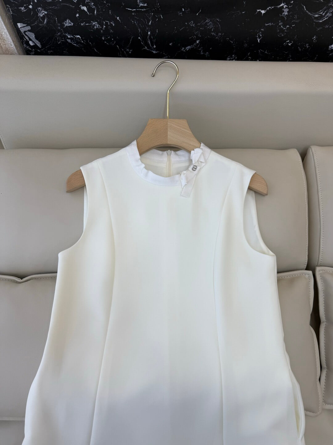 Dior Sleeveless Mock-Neck A-Line Mini Shift Dress with Side Pockets - Image 6