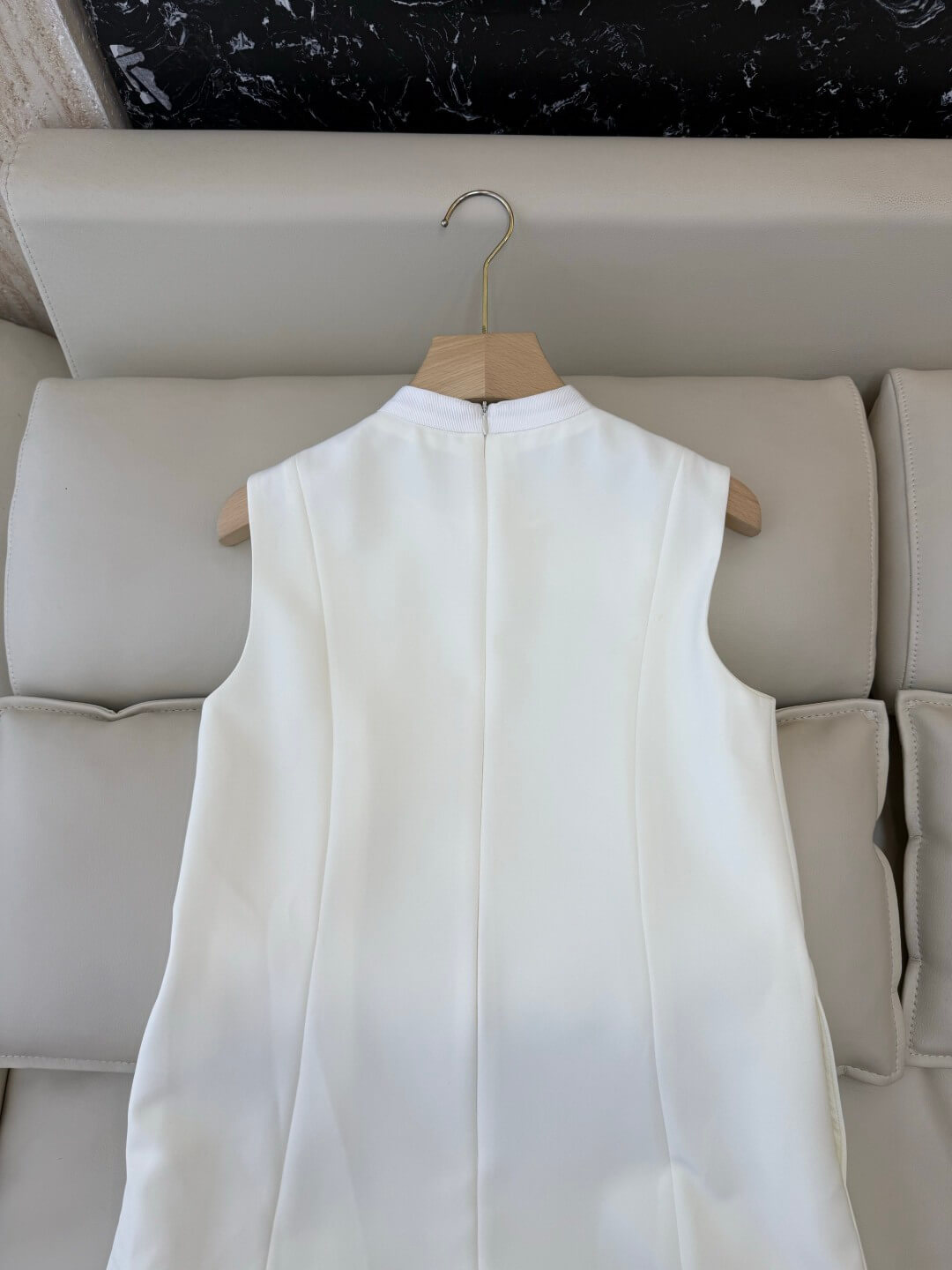 Dior Sleeveless Mock-Neck A-Line Mini Shift Dress with Side Pockets - Image 8