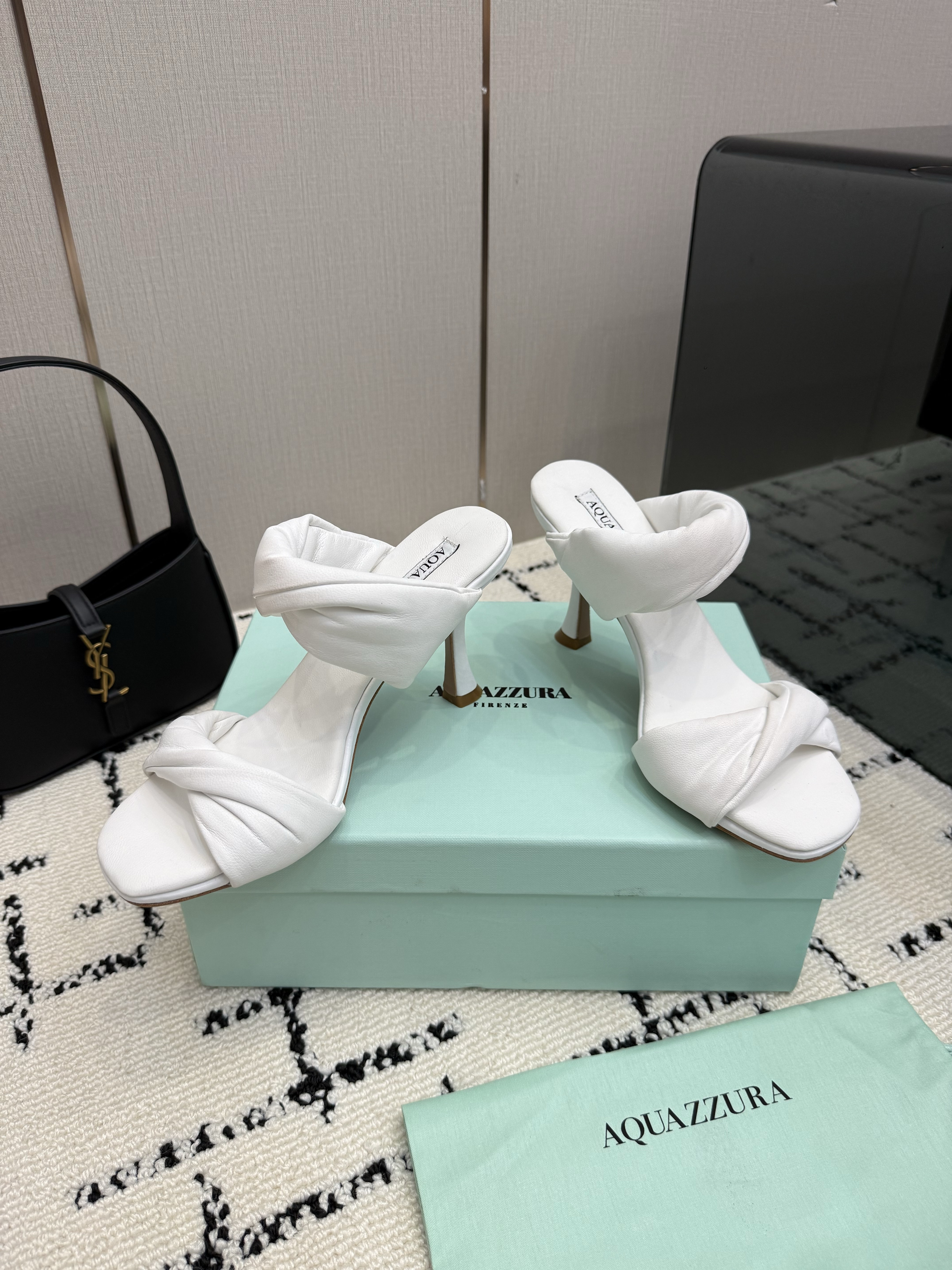 Aquazzura Twist Sandal 75 in White Nappa Leather