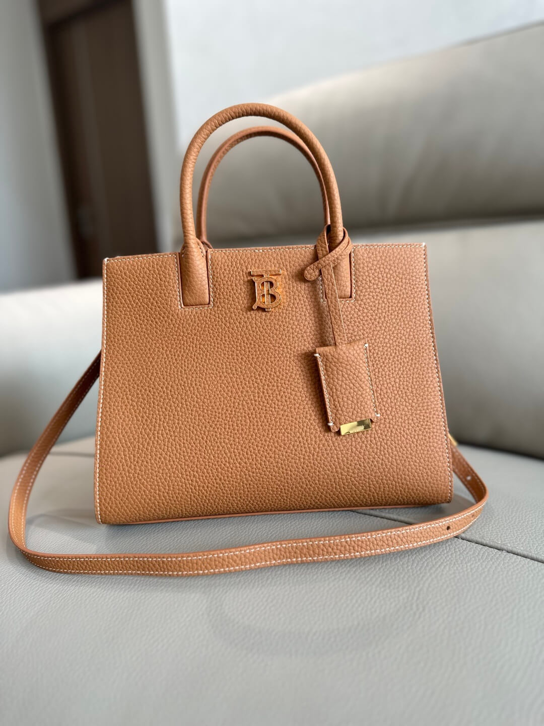 Burberry Grainy Leather Mini Frances Bag (Warm Tan). - Image 2