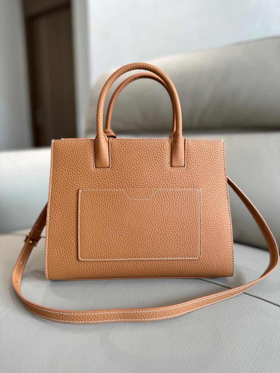 Burberry Grainy Leather Mini Frances Bag (Warm Tan).