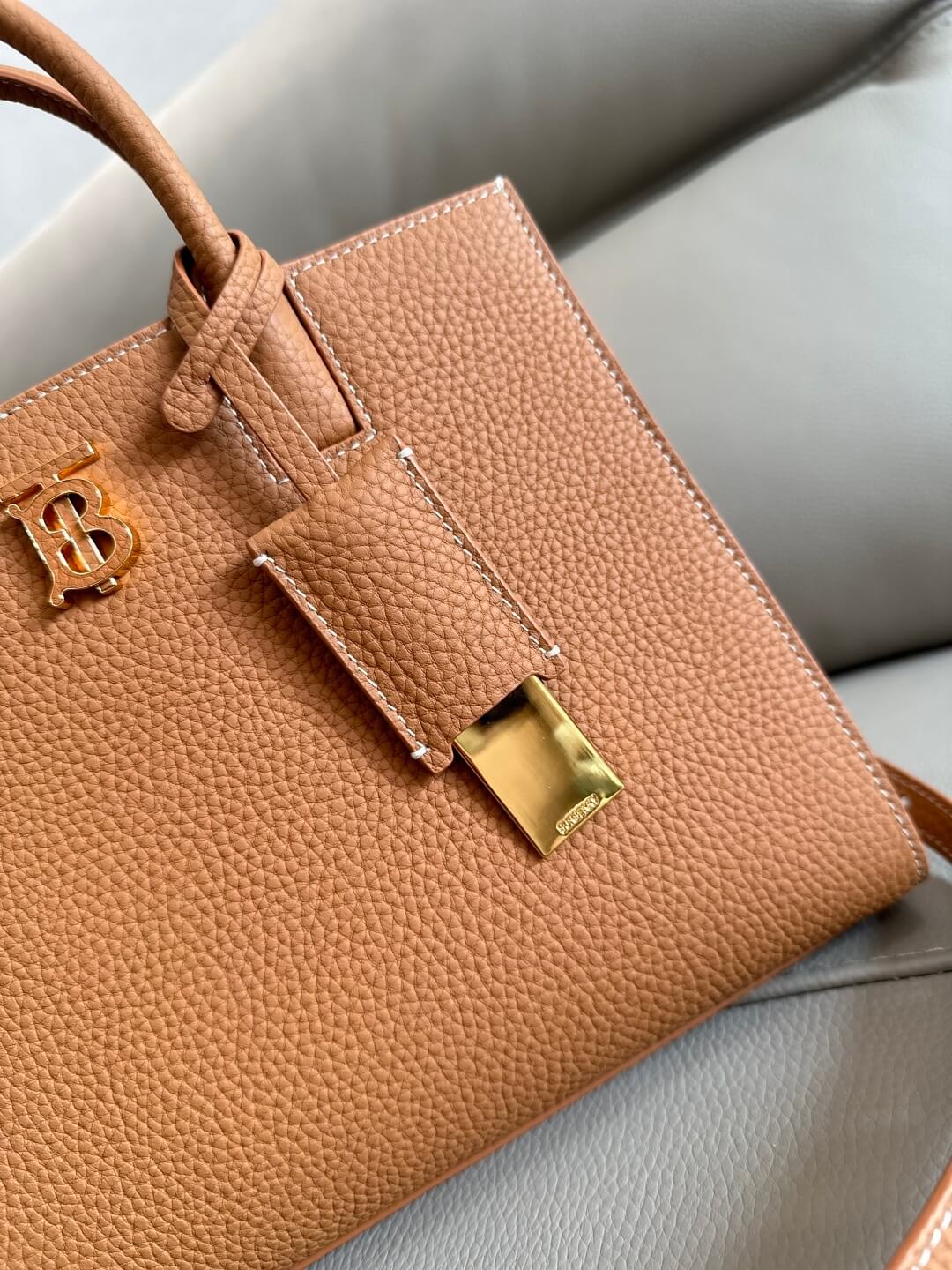 Burberry Grainy Leather Mini Frances Bag (Warm Tan). - Image 3