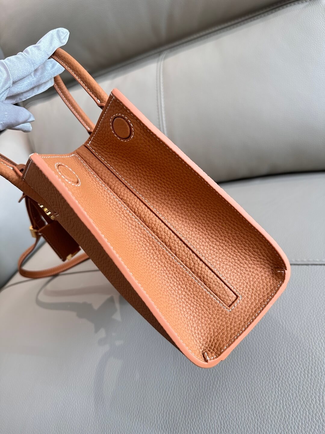 Burberry Grainy Leather Mini Frances Bag (Warm Tan). - Image 6