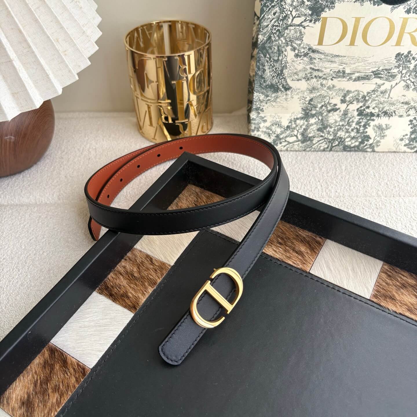 Dior 30 Montaigne Reversible Belt – Terracotta & Black Smooth Calfskin - Image 6
