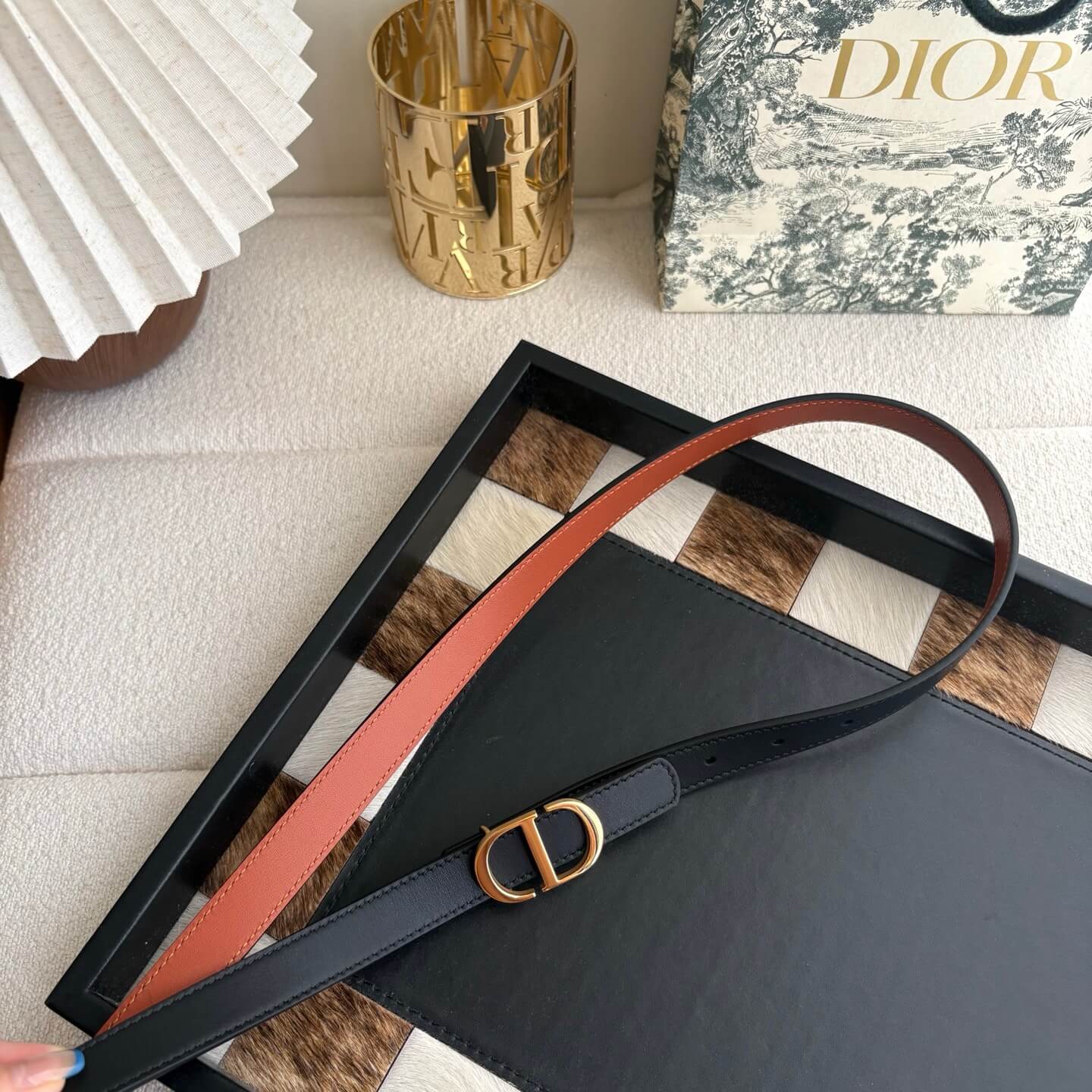 Dior 30 Montaigne Reversible Belt – Terracotta & Black Smooth Calfskin - Image 7