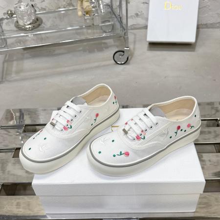 Dior Saltwind White Doves & Roses Cotton Motif Sneakers