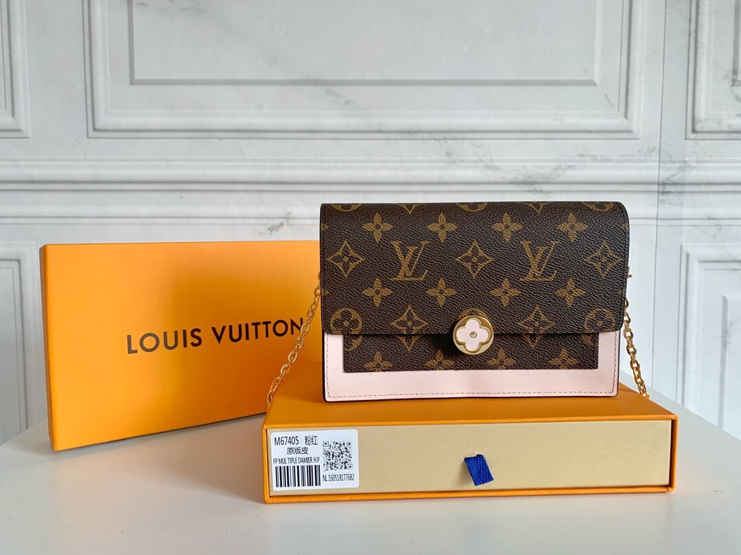 Louis Vuitton Flore Chain Wallet Monogram Canvas Rose Ballerine Crossbody Bag