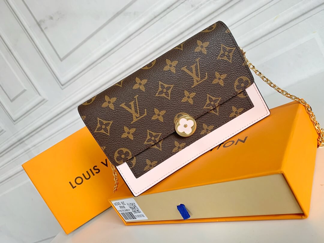Louis Vuitton Flore Chain Wallet Monogram Canvas Rose Ballerine Crossbody Bag - Image 2