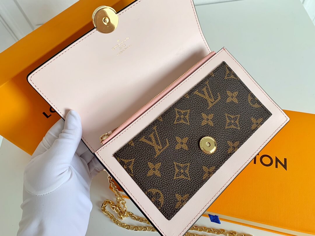 Louis Vuitton Flore Chain Wallet Monogram Canvas Rose Ballerine Crossbody Bag - Image 6