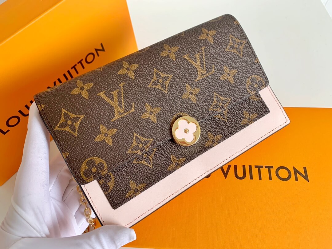 Louis Vuitton Flore Chain Wallet Monogram Canvas Rose Ballerine Crossbody Bag - Image 7