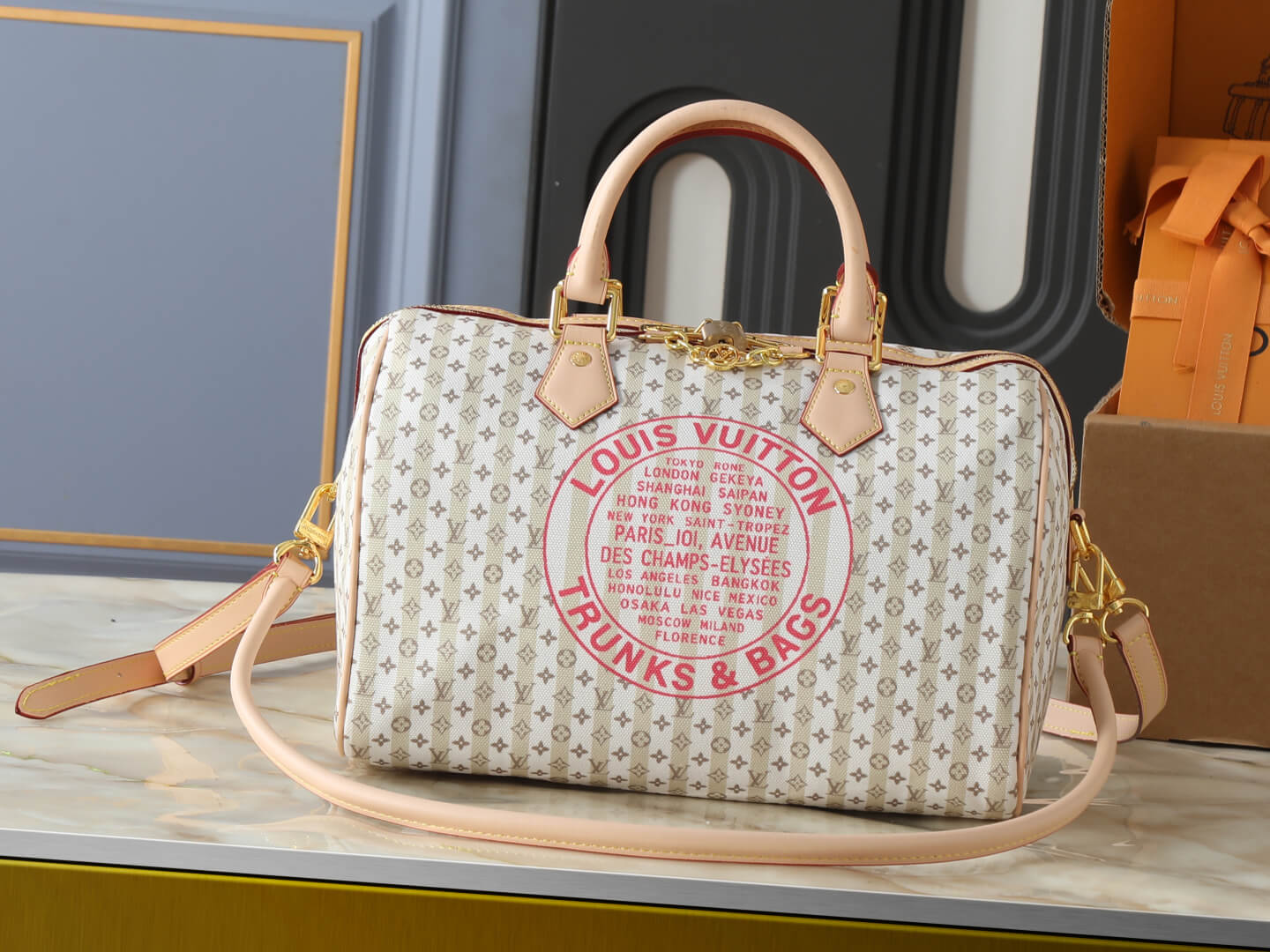 Louis Vuitton Speedy Bandoulière 30 Monogram Mini Lin Trunks & Bags Stamp Canvas