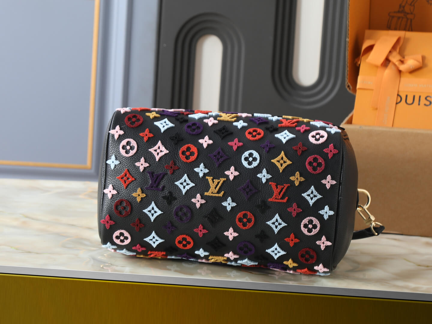 Louis Vuitton Speedy Bandoulière 30 Multicolor Monogram Embroidered Handbag – Black - Image 4