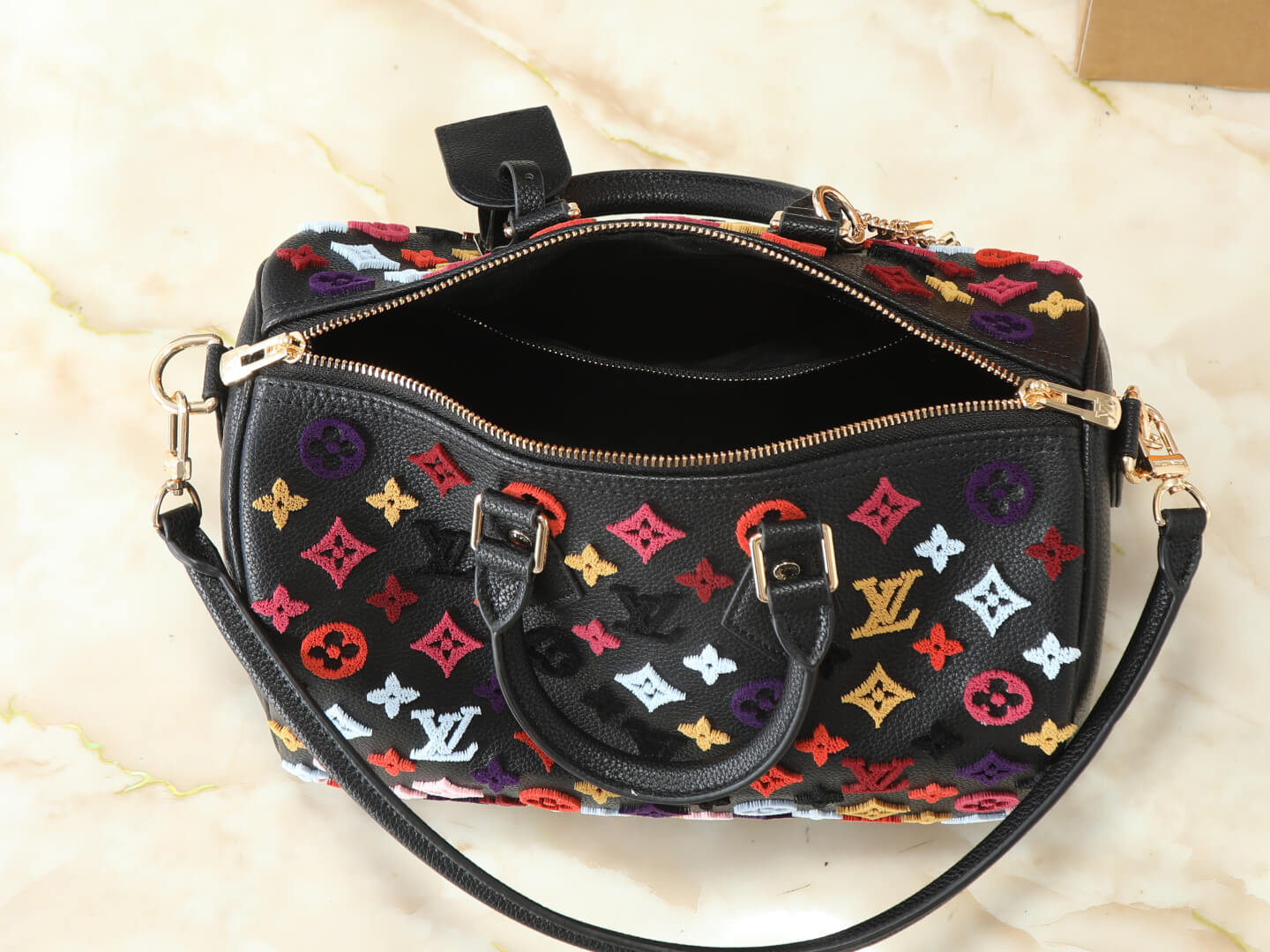 Louis Vuitton Speedy Bandoulière 30 Multicolor Monogram Embroidered Handbag – Black - Image 5
