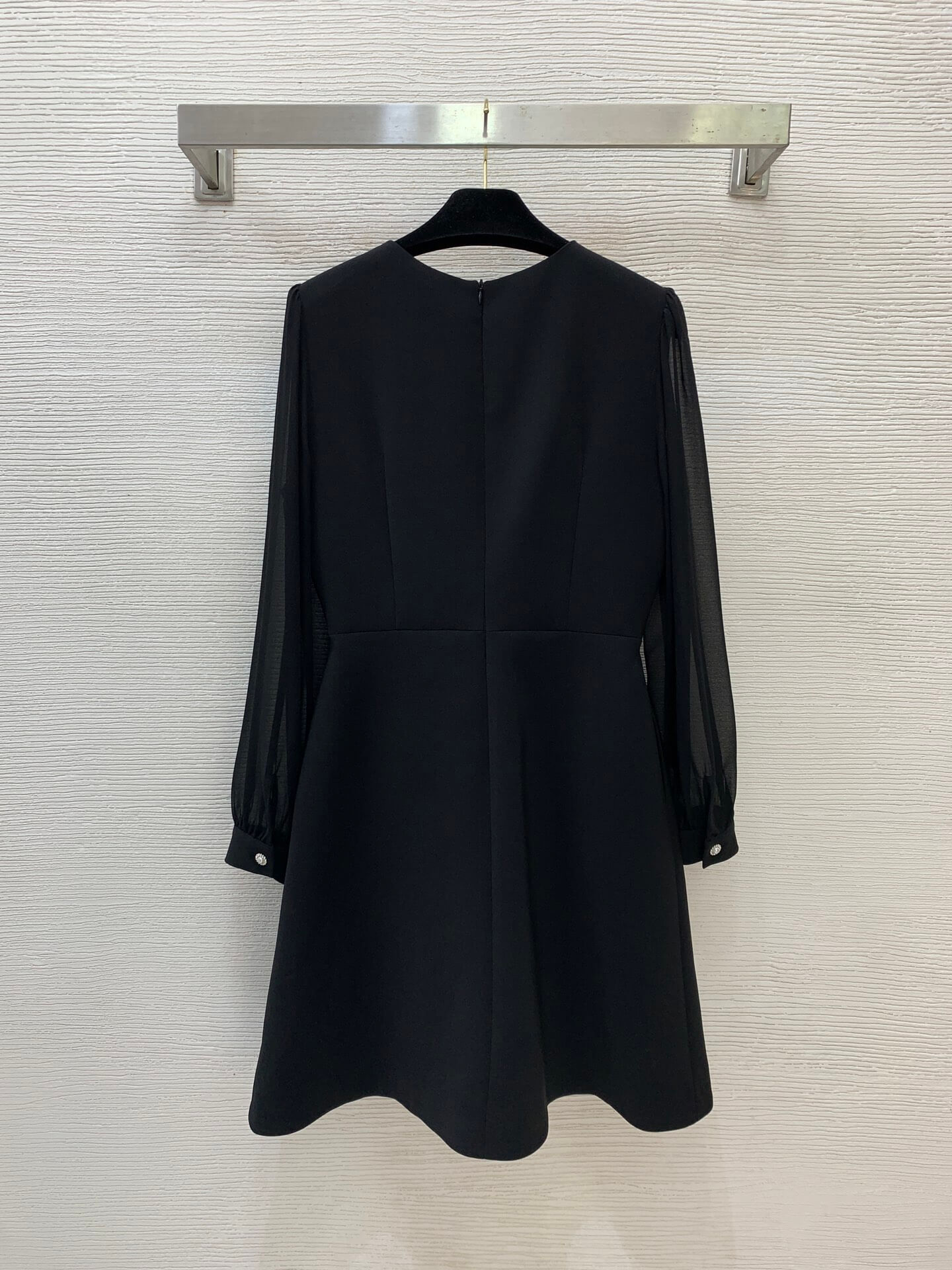 Miu Miu Crystal and Pearl Embellished Sheer Long-Sleeve Mini Dress - Image 3
