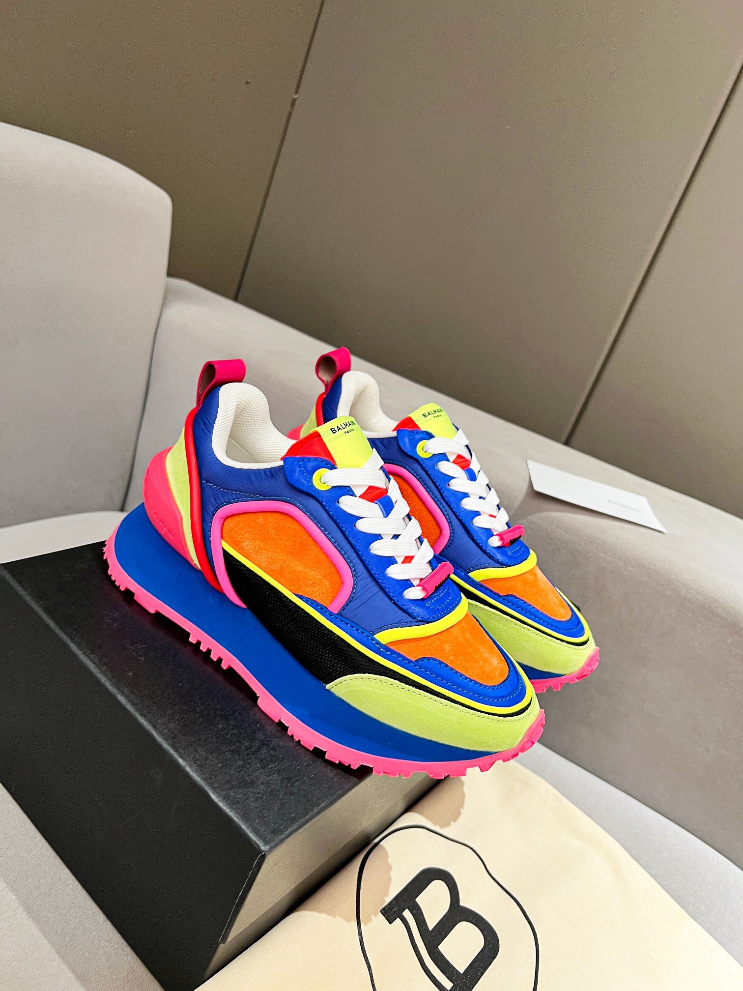 Balmain B-East Multicolour Platform Sneakers