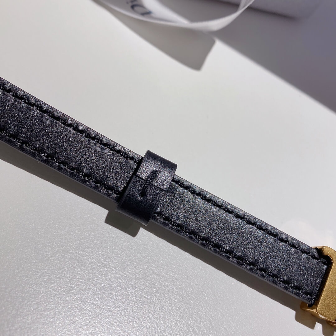 Dior J'Adior Black Calfskin Belt Antique Gold Finish Hardware. - Image 4
