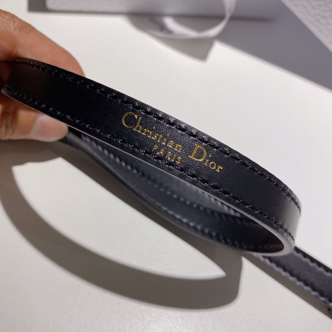 Dior J'Adior Black Calfskin Belt Antique Gold Finish Hardware. - Image 5