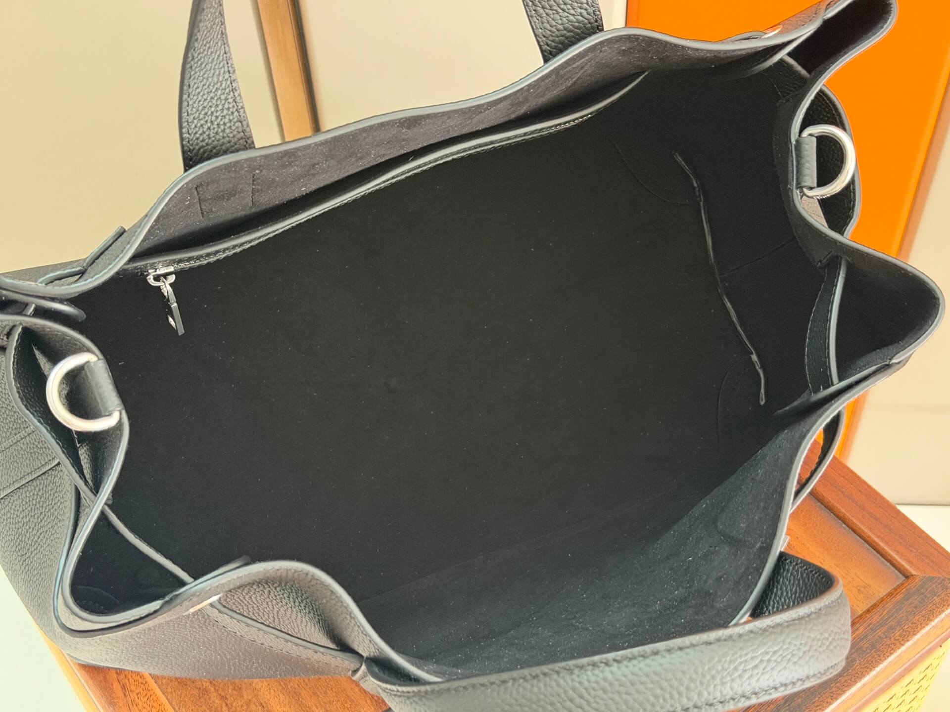 Dior Normandie Tote Bag Black Grained Calfskin with Silver CD Buckle Detail - Image 8