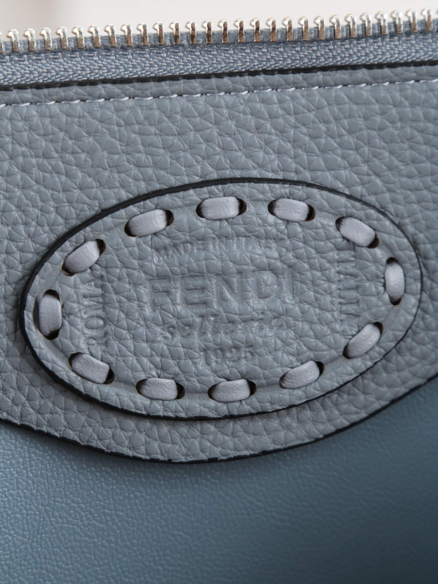 Fendi By The Way Selleria Medium Leather Boston Bag in Steel Blue with Orange Trim - Image 8