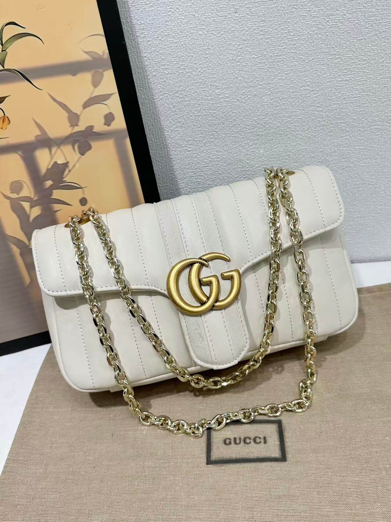 Gucci Jetset GG Marmont Matelassé Vertical Quilted Leather Shoulder Bag