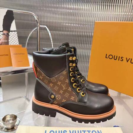 Louis Vuitton LV Remix Marron Monogram Leather Combat Boots