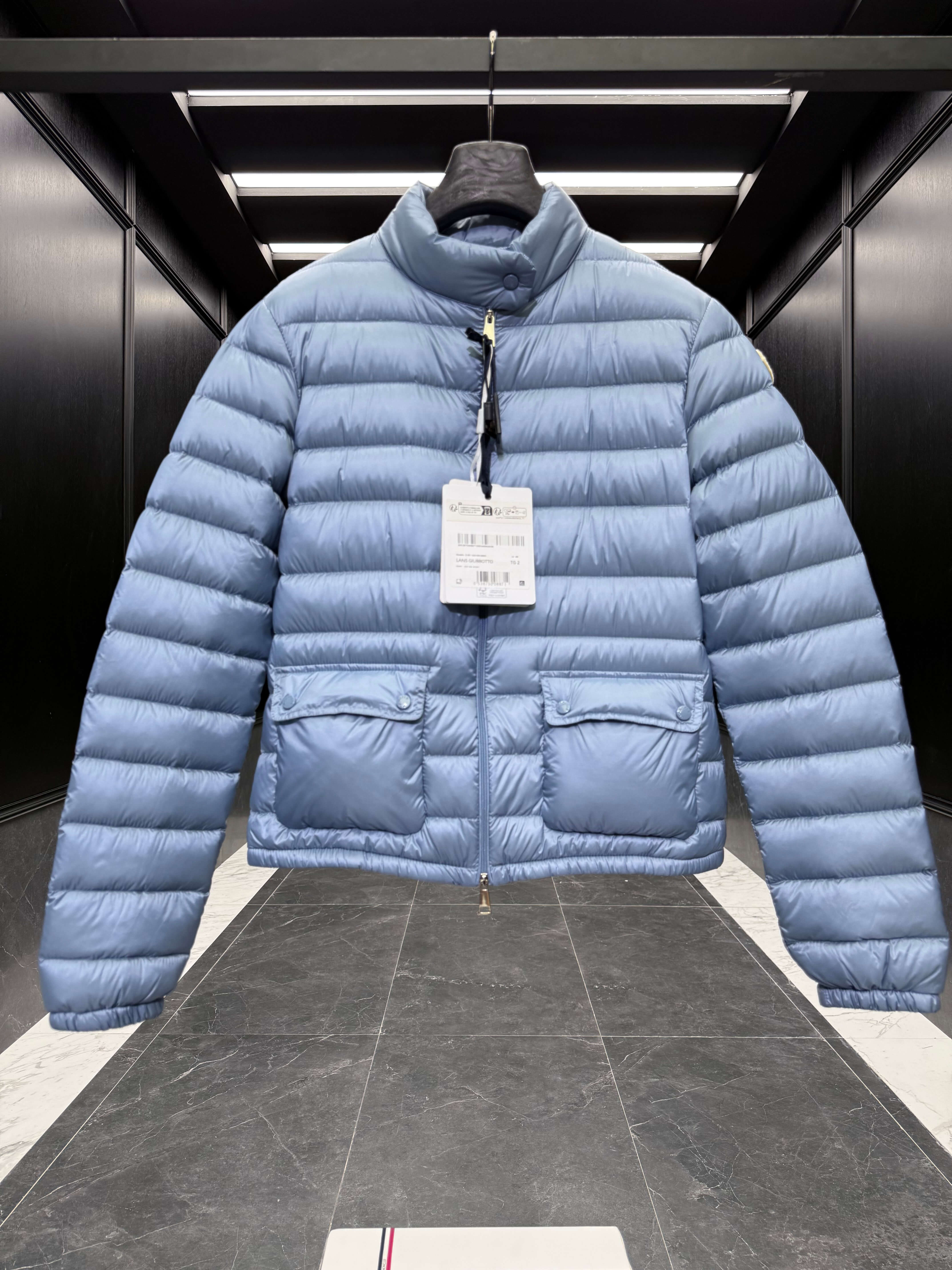 Moncler Lans Short Down Jacket in Light Blue