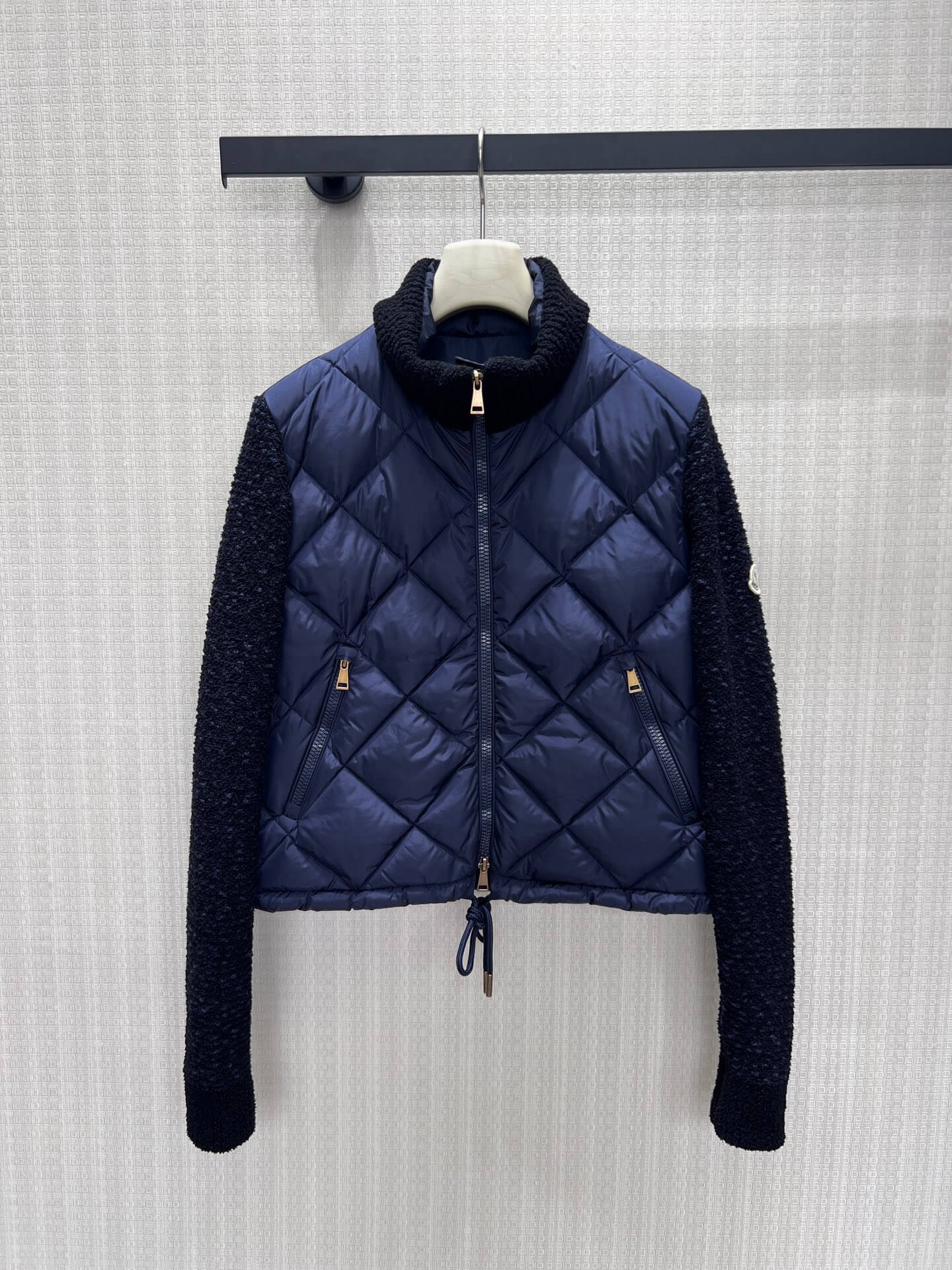 Moncler Women's Quilted Panelled Down Jacket in Navy