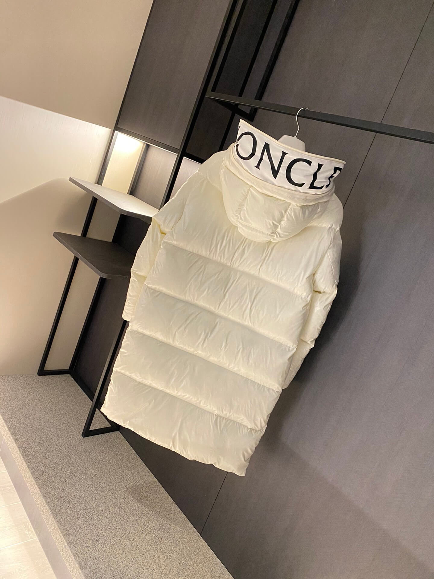 Moncler Huppelong Long Down Coat in Black - Image 4