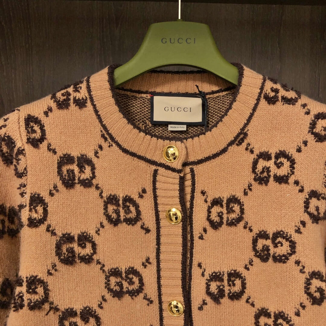 Gucci GG Wool Bouclé-Jacquard Cardigan – Camel - Image 2