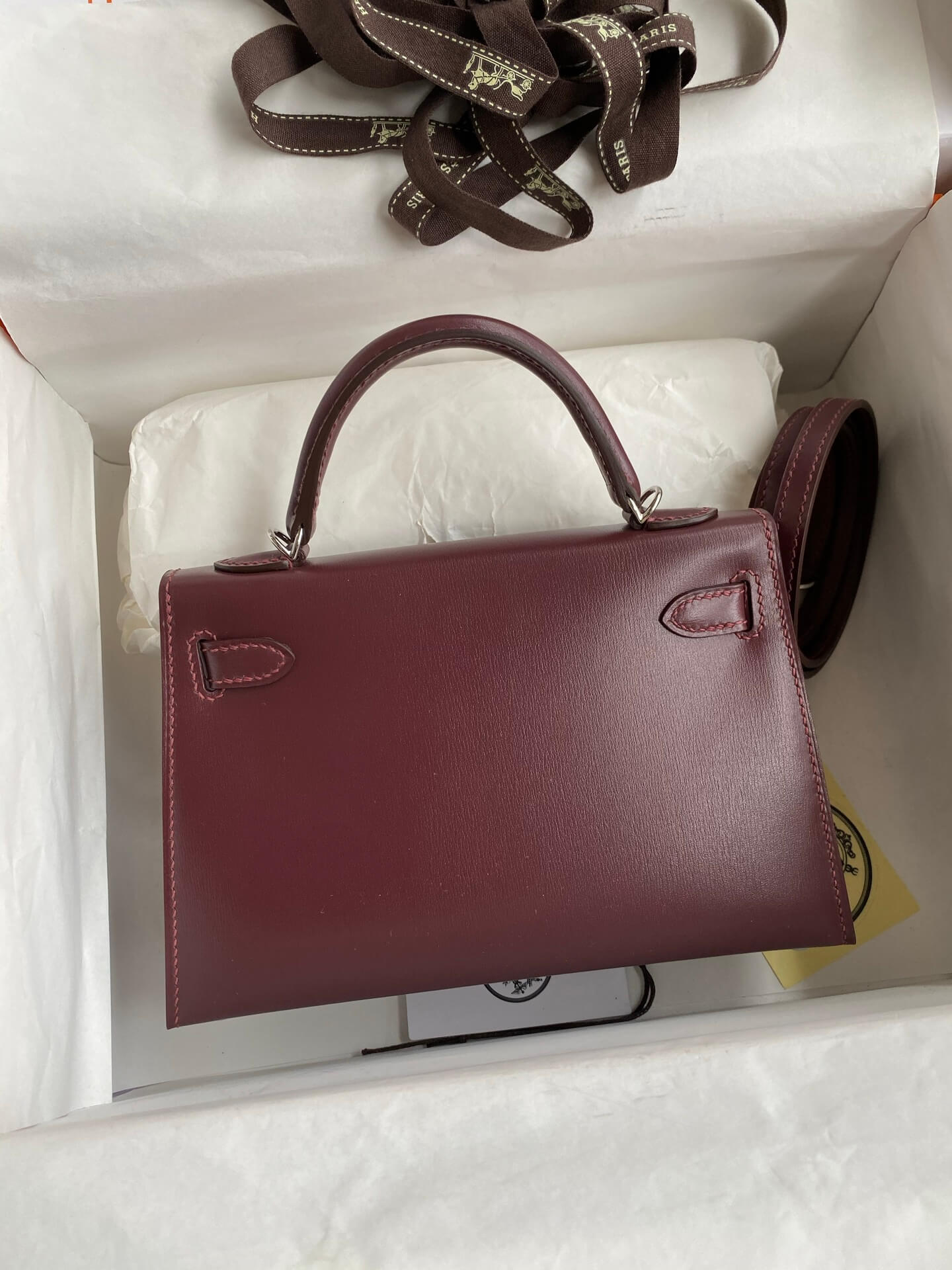 Hermès Mini Kelly II 20 Rouge H Box Calfskin Leather with Palladium Hardware (PHW) - Image 2