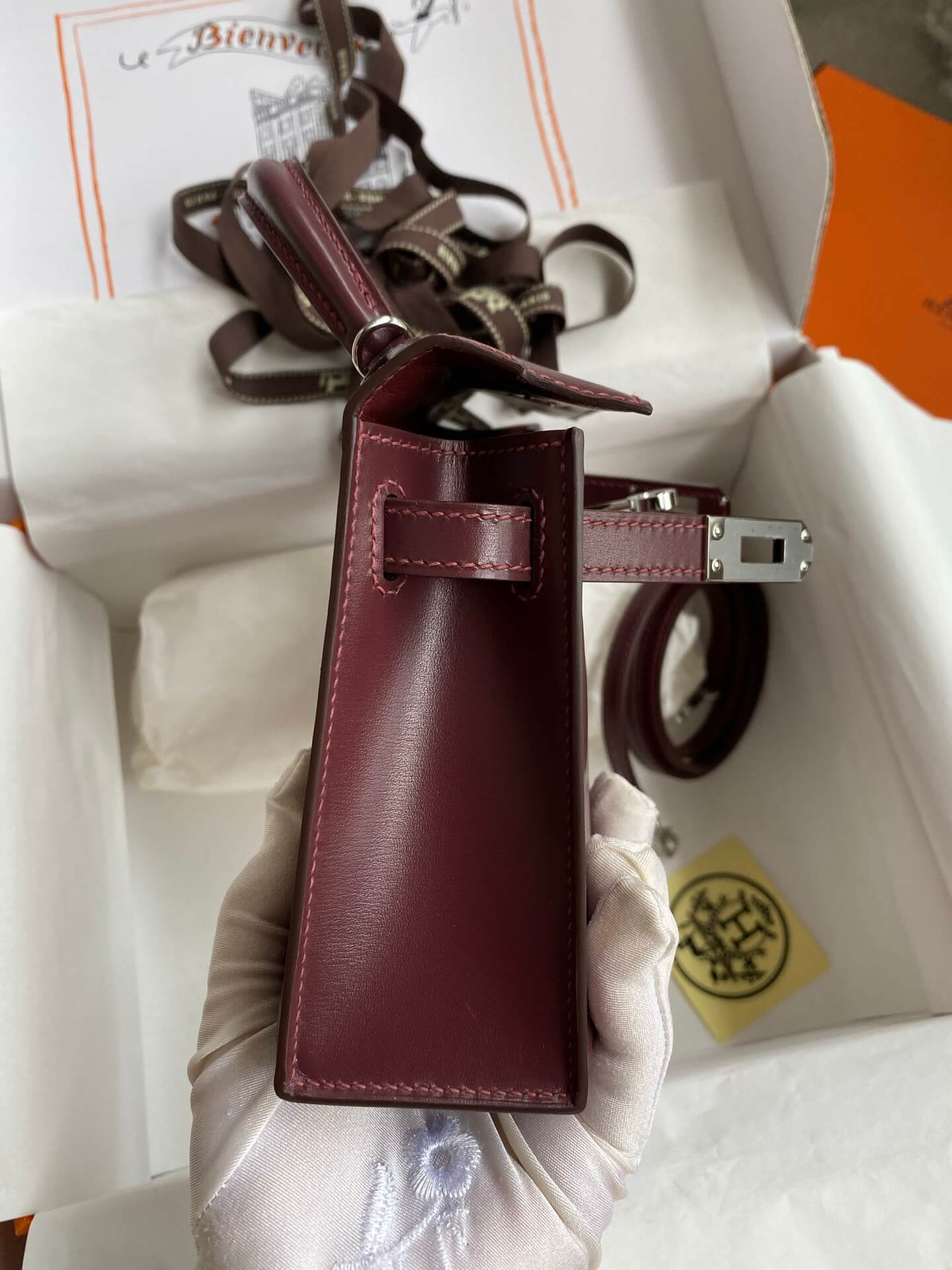 Hermès Mini Kelly II 20 Rouge H Box Calfskin Leather with Palladium Hardware (PHW) - Image 4