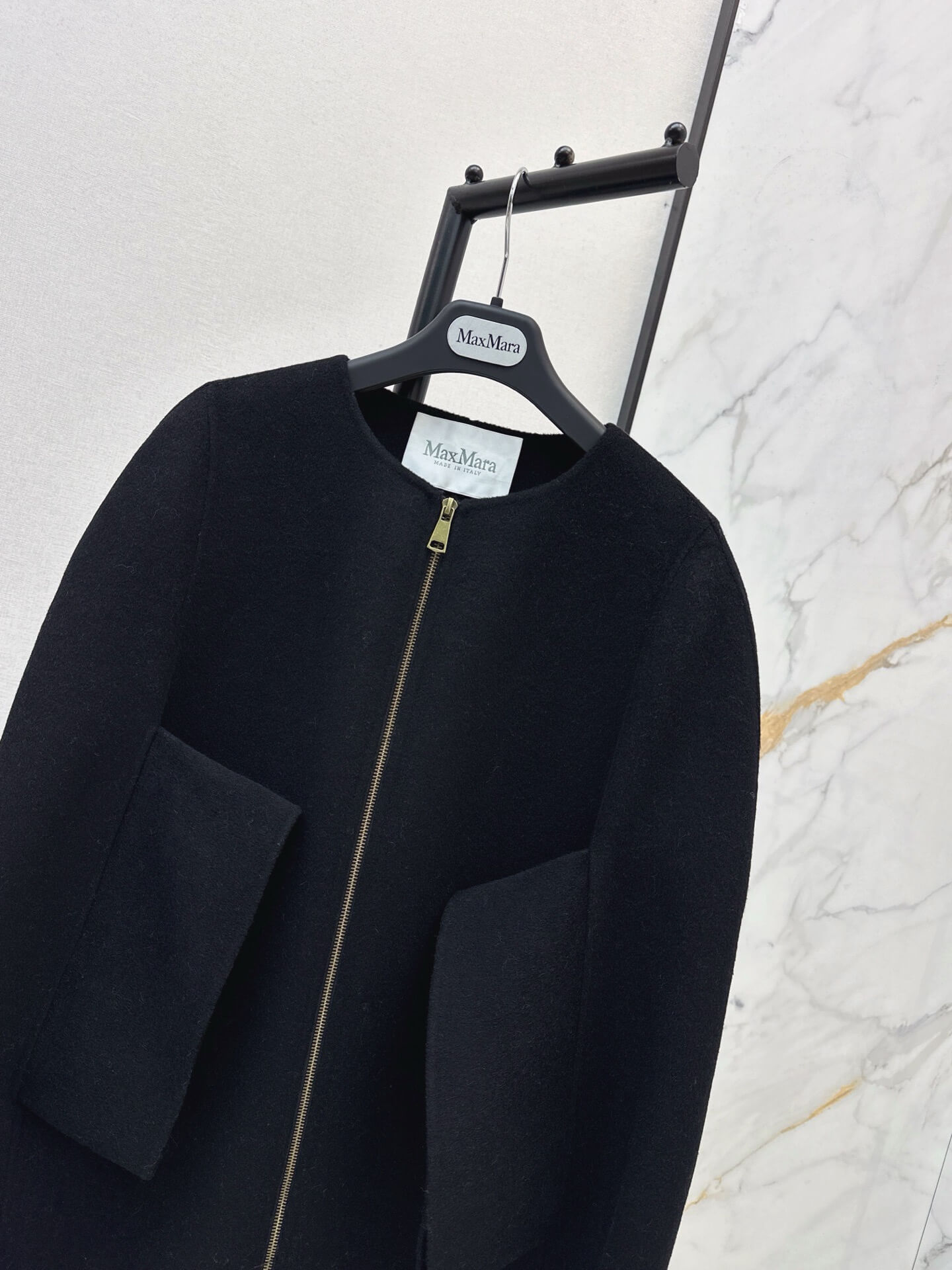 Max Mara Double-Face Virgin Wool Zip-Front Cape Jacket - Image 8