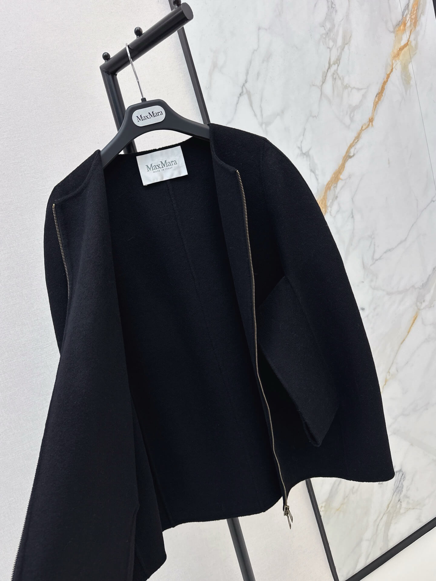 Max Mara Double-Face Virgin Wool Zip-Front Cape Jacket - Image 10