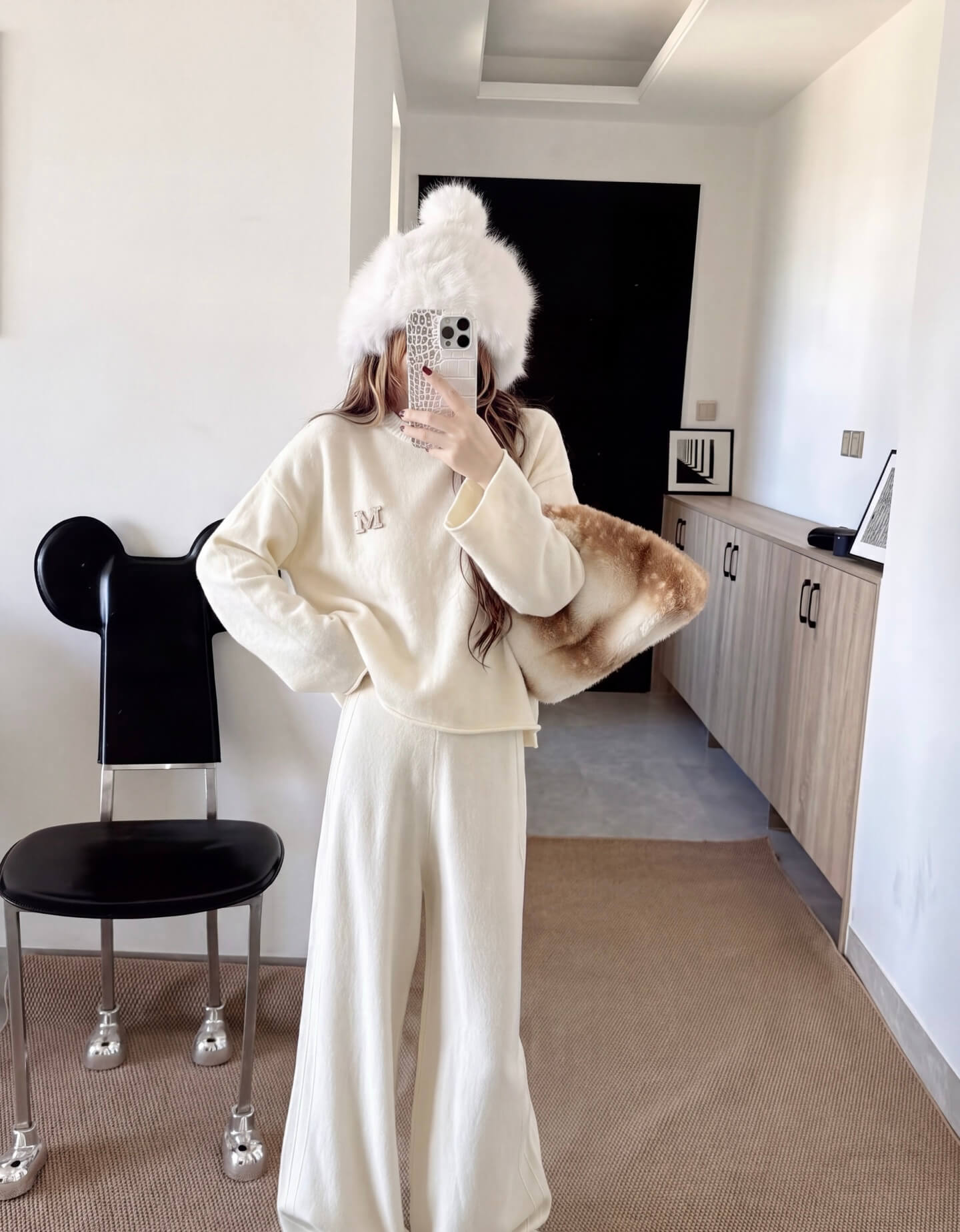 Max Mara Wool Cashmere Knit Sweater & Wide-Leg Pants Two-Piece Set